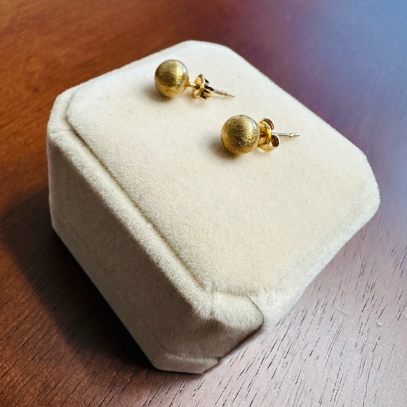 10K Yellow Gold Dome Stud Earrings - Picture 6 of 11